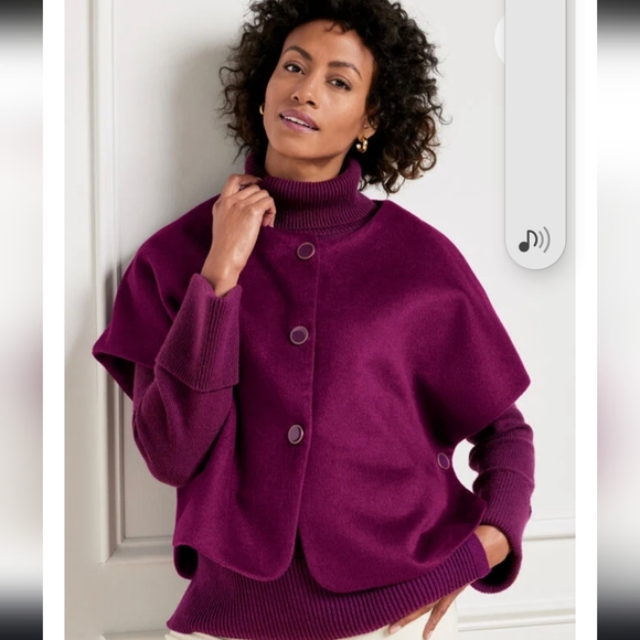 Talbots Purple Woven Soft Cozy Wool Blend Lined Capelet Jacket(XS)NWT